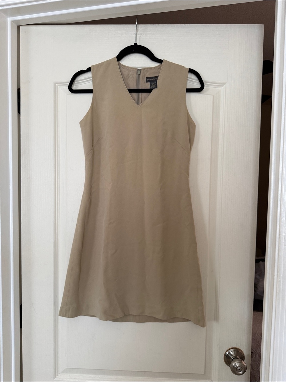 Banana Republic Sleeveless V-Neck Dress in Beige